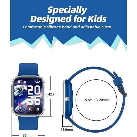 Kids Waterproof Fitness Activity  Heart Rate Sleep Monitor Blue Smart Watch - Picture 8 of 14